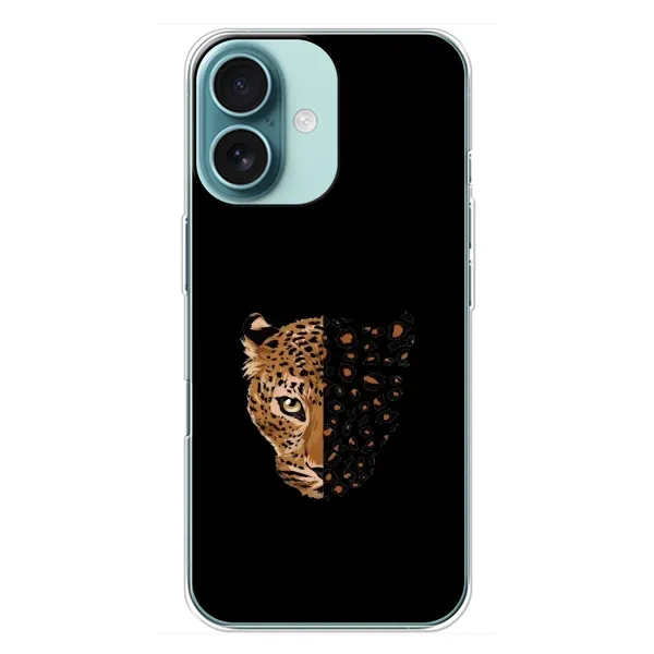 Чехол с рисунком «Леопард на черном» для iPhone 16 Plus