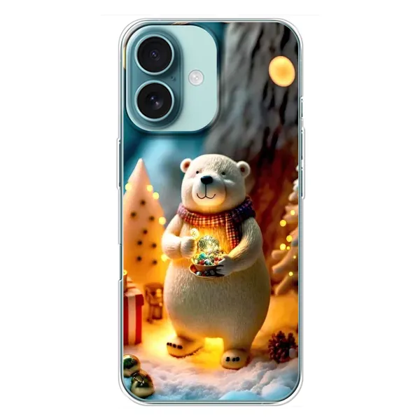 Чехол с рисунком «Новогодний ведмеженок» для iPhone 16 Plus Чехол с рисунком «Новогодний ведмеженок» для iPhone 16 Plus