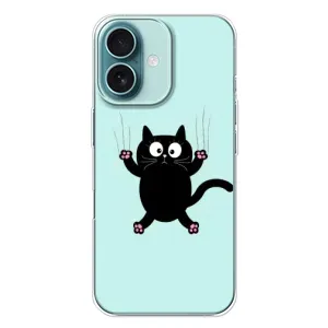 Силіконовий чохол з котиком для iPhone 16 Plus (Падаючий кіт)
