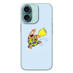 Чехлы с Патриком на iPhone 16 Plus (Патрик с подушкой)
