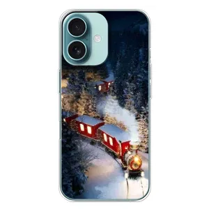 Силиконовый бампер на рождество для iPhone 16 Plus (Поезд)
