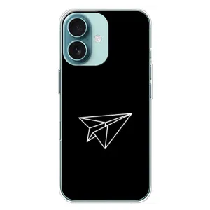 Чехол с картинками на черном фоне для iPhone 16 Plus (Самолетик)