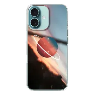 Чехол (ТПУ) с планетами на iPhone 16 Plus (Сатурн)