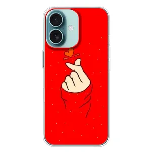 Чехлы (Знак сердечка) на iPhone 16 Plus (Сердце на красном)