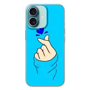 Чехлы (Знак сердечка) на iPhone 16 Plus (Сердце на синем)
