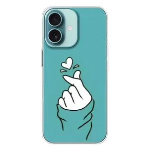 Чехлы (Знак сердечка) на iPhone 16 Plus (Сердечко на бирюзовом)