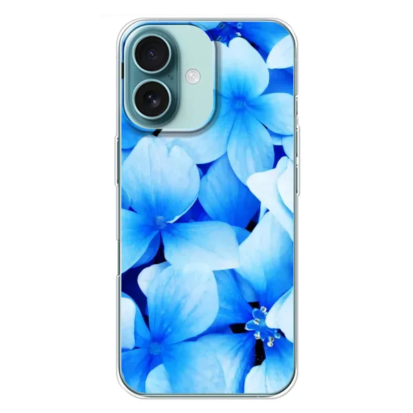 Чехол с рисунком «Синие цветы» для iPhone 16 Plus Чехол с рисунком «Синие цветы» для iPhone 16 Plus
