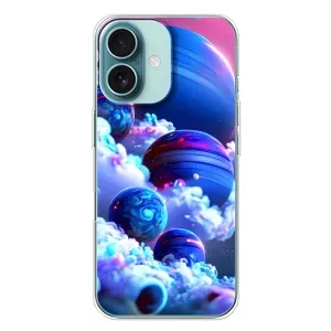 Чехлы КОСМОС для iPhone 16 Plus (Синие планеты)