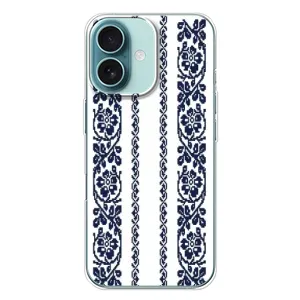 Силиконовый Чехол на iPhone 16 Plus с картинкой Вышиванки (Синяя вышиванка)