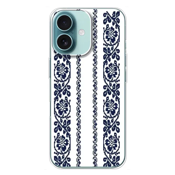 Чехол с рисунком «Синяя вышиванка» для iPhone 16 Plus Чехол с рисунком «Синяя вышиванка» для iPhone 16 Plus