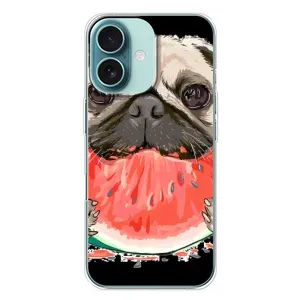 Чохол (ТПУ) Милі песики для iPhone 16 Plus (Смішний Мопс)