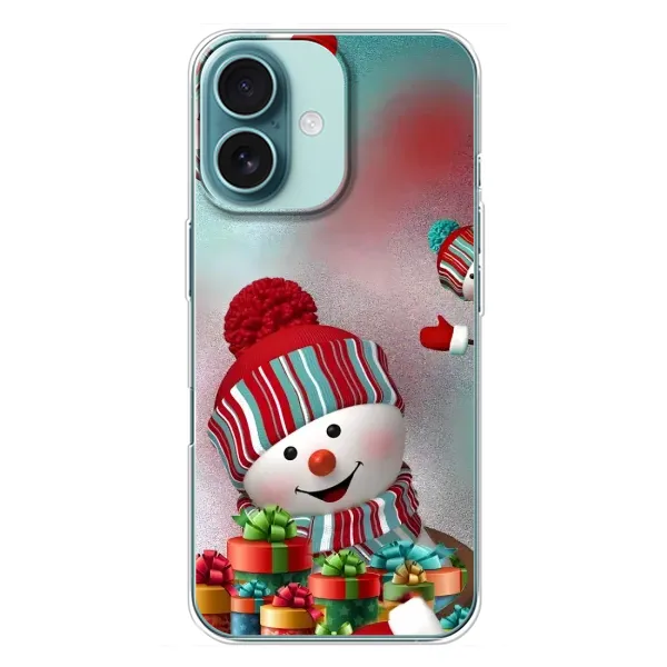 Чехол с рисунком «Снеговик в шапке» для iPhone 16 Plus Чехол с рисунком «Снеговик в шапке» для iPhone 16 Plus