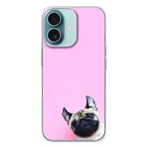 Бампер для iPhone 16 Plus з картинкою "Песики" (Собака на рожевому)