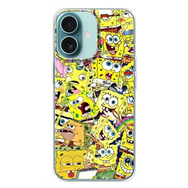 Чехол с рисунком «Спанч Боб Арт» для iPhone 16 Plus Чехол с рисунком «Спанч Боб Арт» для iPhone 16 Plus
