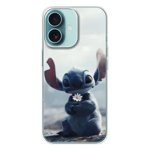 Чехол с рисунком Стич для iPhone 16 Plus (Стич с цветочком)