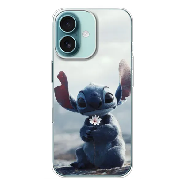 Чехол с рисунком «Стич с цветочком» для iPhone 16 Plus Чехол с рисунком «Стич с цветочком» для iPhone 16 Plus