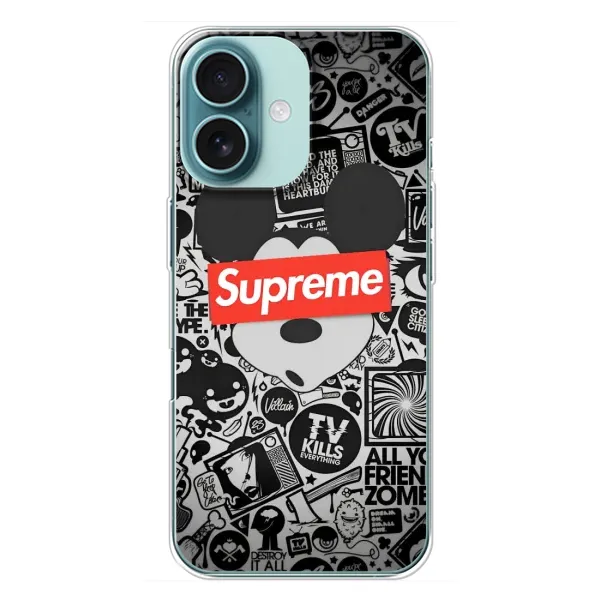 Чехол с рисунком «Supreme Маус» для iPhone 16 Plus Чехол с рисунком «Supreme Маус» для iPhone 16 Plus