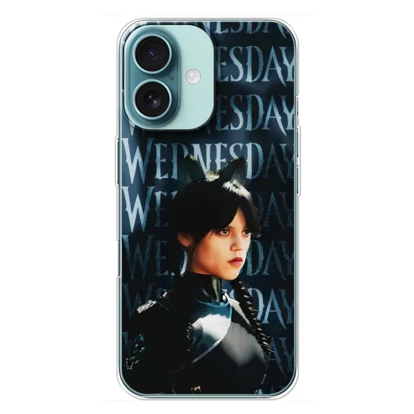 Чехол с рисунком «Уэнздей с ушками» для iPhone 16 Plus Чехол с рисунком «Уэнздей с ушками» для iPhone 16 Plus