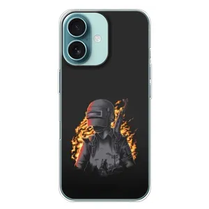 Чохол з картинкою "Герой Pubg" на iPhone 16 Plus (В полум'ї)