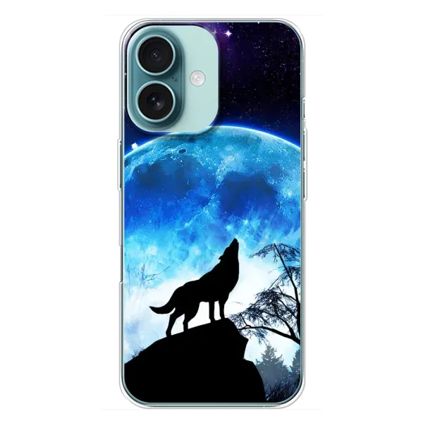 Чохол з малюнком «Виє на місяць» для iPhone 16 Plus Чохол з малюнком «Виє на місяць» для iPhone 16 Plus
