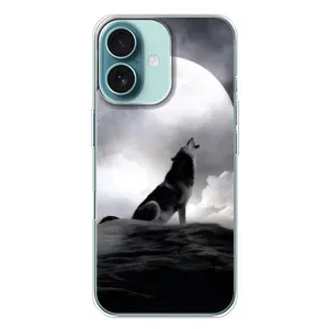 Чохол з Вовком на iPhone 16 Plus (Вовк і місяць)
