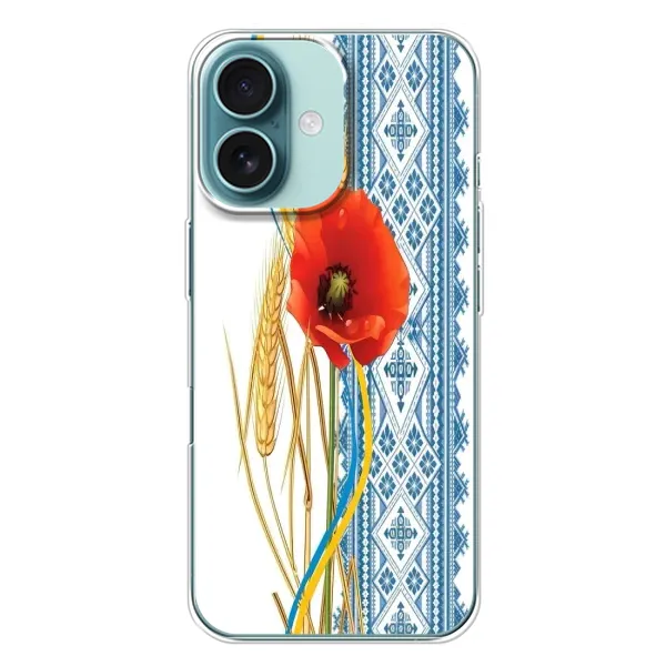 Чехол с рисунком «Вышиванка с цветком» для iPhone 16 Plus Чехол с рисунком «Вышиванка с цветком» для iPhone 16 Plus