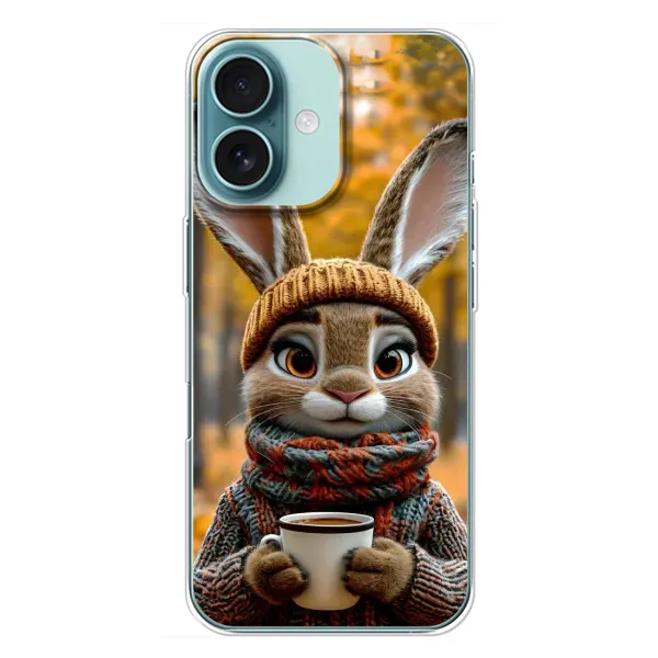 Чехол с рисунком «Зайчик с кофе» для iPhone 16 Plus Чехол с рисунком «Зайчик с кофе» для iPhone 16 Plus