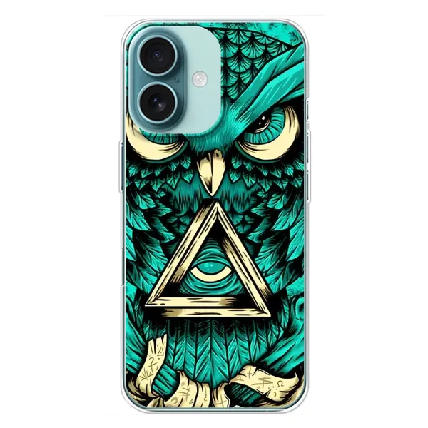Чехол с рисунком «Зеленая сова» для iPhone 16 Plus Чехол с рисунком «Зеленая сова» для iPhone 16 Plus