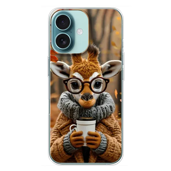Чехол с рисунком «Жираф с кофе» для iPhone 16 Plus Чехол с рисунком «Жираф с кофе» для iPhone 16 Plus