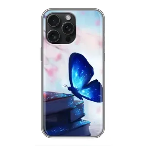 Силиконовый бампер с картинкой животных для iPhone 16 Pro Max (Бабочка синяя)
