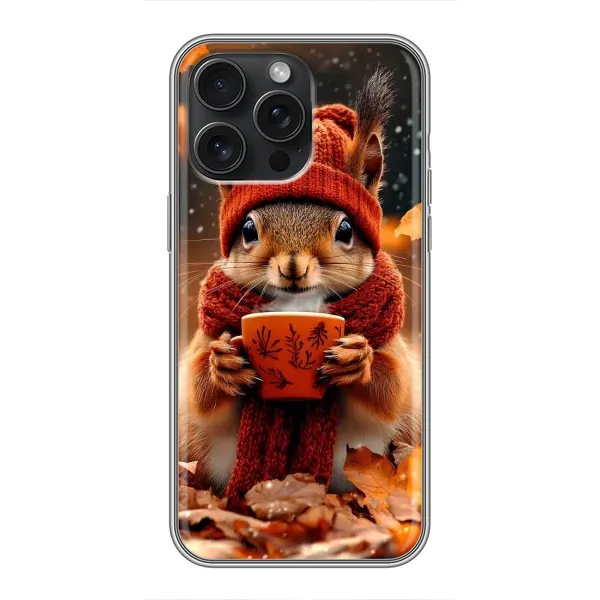Чехол с рисунком «Белка с кофе» для iPhone 16 Pro Max Чехол с рисунком «Белка с кофе» для iPhone 16 Pro Max