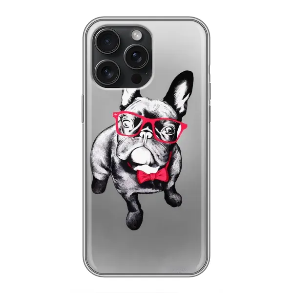 Чехол с рисунком «Бульдог в очках» для iPhone 16 Pro Max Чехол с рисунком «Бульдог в очках» для iPhone 16 Pro Max