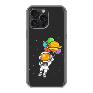 Силиконовый Чехол с принтом "Космонавты" на iPhone 16 Pro Max (Космонавт с шариками)
