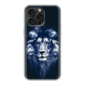 Чехол с картинкой на iPhone 16 Pro Max (Лев - синий)