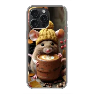 Печатный чехол «Зверята с кофе» для iPhone 16 Pro Max (Мышка с кофе)