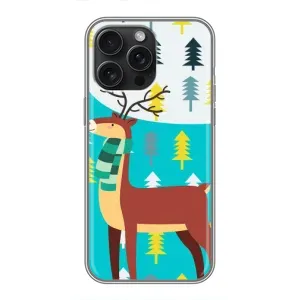 Силиконовый бампер с картинкой животных для iPhone 16 Pro Max (Олень с шарфом)
