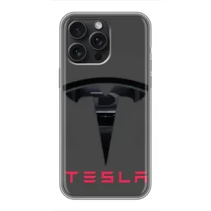Силіконовий бампер з картинкою машини на iPhone 16 Pro Max (Logo TESLA)