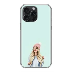 Силиконовый Чехол на iPhone 16 Pro Max с картинкой Стильных Девушек (В шапке)