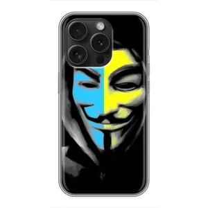 Чехол с Украинской символикой на Айфон 16 Про (Анонимус патриот)