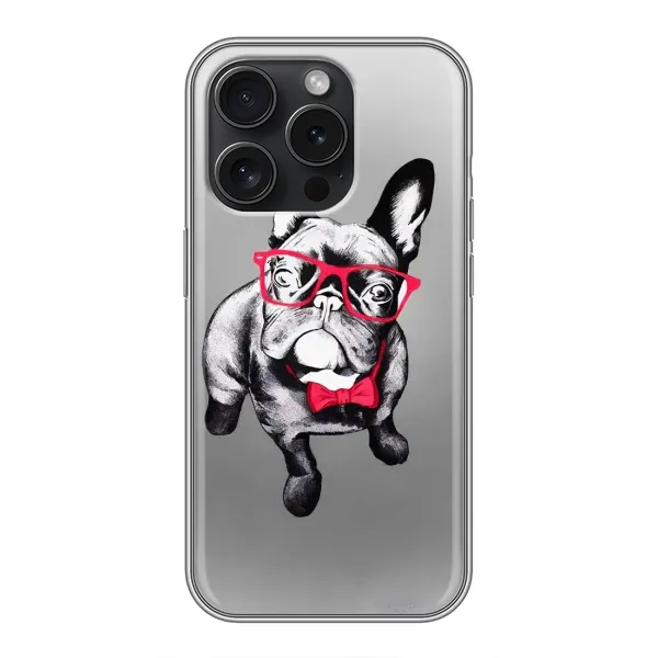 Чехол с рисунком «Бульдог в очках» для iPhone 16 Pro Чехол с рисунком «Бульдог в очках» для iPhone 16 Pro