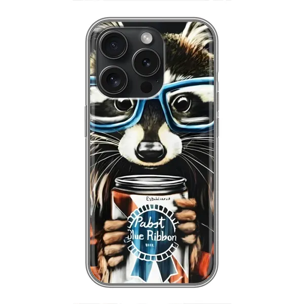 Чехол с рисунком «Енот в очках» для iPhone 16 Pro Чехол с рисунком «Енот в очках» для iPhone 16 Pro