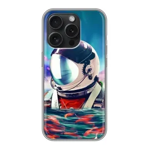 Силіконовый Чохол з принтом "Космонавти" на iPhone 16 Pro (Космонавт у воді)