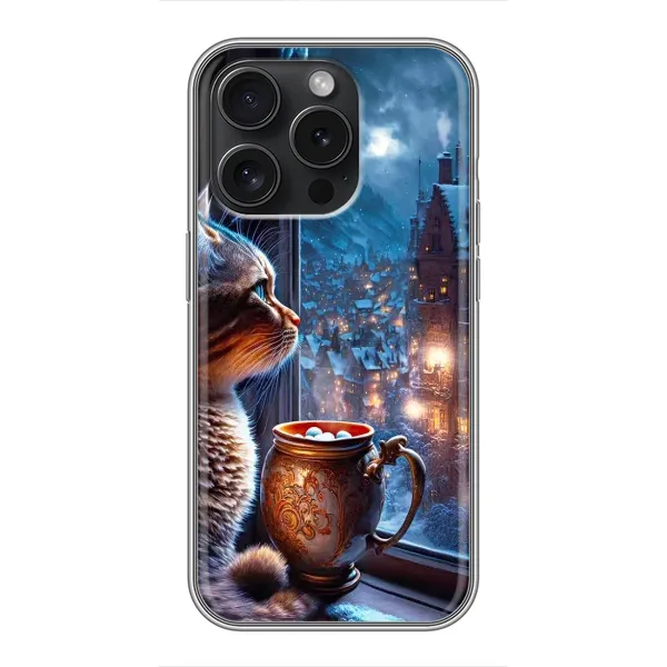 Чехол с рисунком «Кот новогодний» для iPhone 16 Pro Чехол с рисунком «Кот новогодний» для iPhone 16 Pro