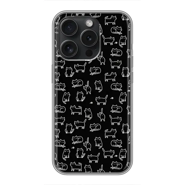 Чехол с рисунком «Котики на черном» для iPhone 16 Pro Чехол с рисунком «Котики на черном» для iPhone 16 Pro