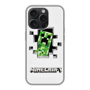 Чехлы для iPhone 16 Pro (Персонажи Майн Крафт) (Крипер)