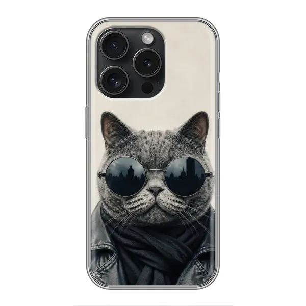 Чехол с рисунком «Модный кот» для iPhone 16 Pro Чехол с рисунком «Модный кот» для iPhone 16 Pro