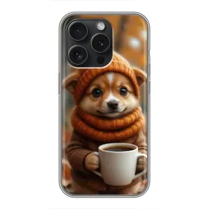 Друкований чохол 'Звірята з кавою' для iPhone 16 Pro (Песик з кавою)