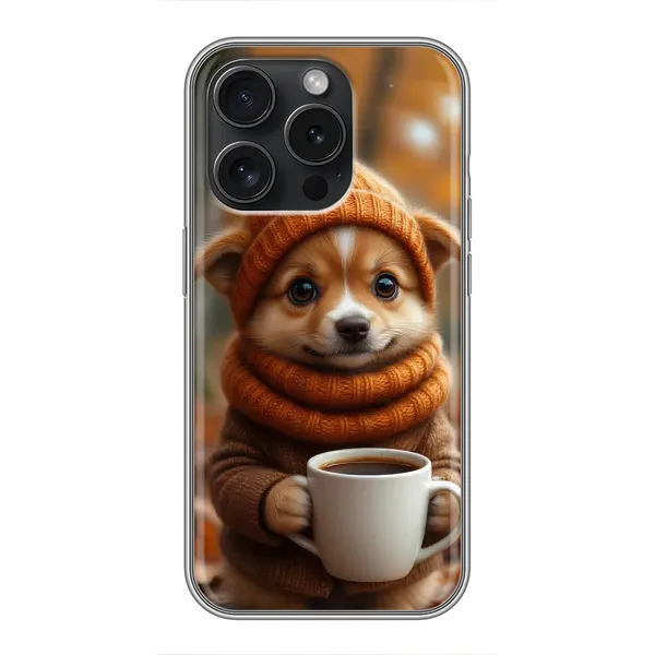 Чехол с рисунком «Собачка с кофе» для iPhone 16 Pro Чехол с рисунком «Собачка с кофе» для iPhone 16 Pro