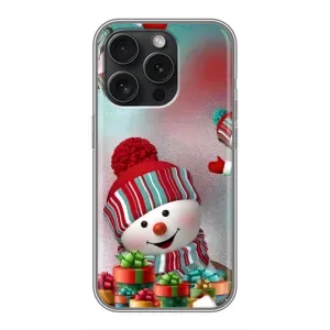 Чехлы на Новый Год iPhone 16 Pro (Снеговик в шапке)