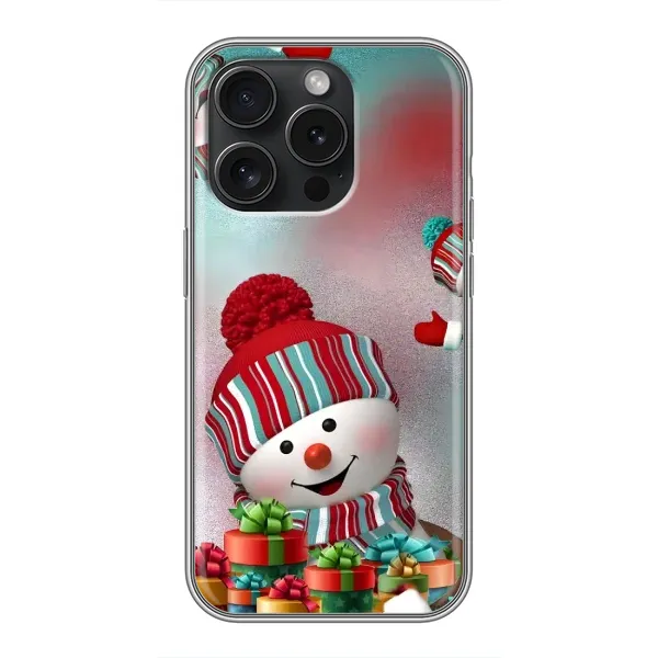 Чехол с рисунком «Снеговик в шапке» для iPhone 16 Pro Чехол с рисунком «Снеговик в шапке» для iPhone 16 Pro